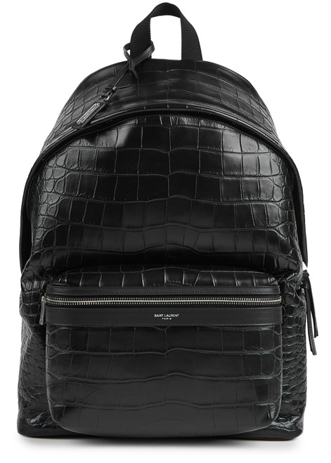 SAINT LAURENT-City crocodile-effect leather backpack