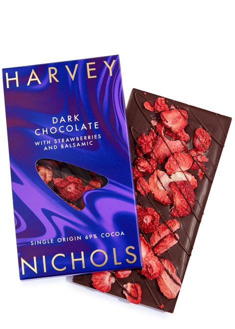 HARVEY NICHOLS-69% Dark Chocolate with Strawberry and Balsamic Vinegar 90g