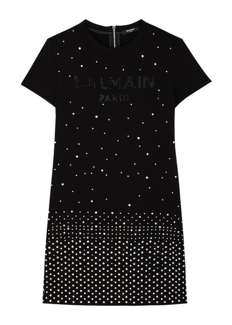 BALMAIN-KIDS Logo embellished jersey dress 