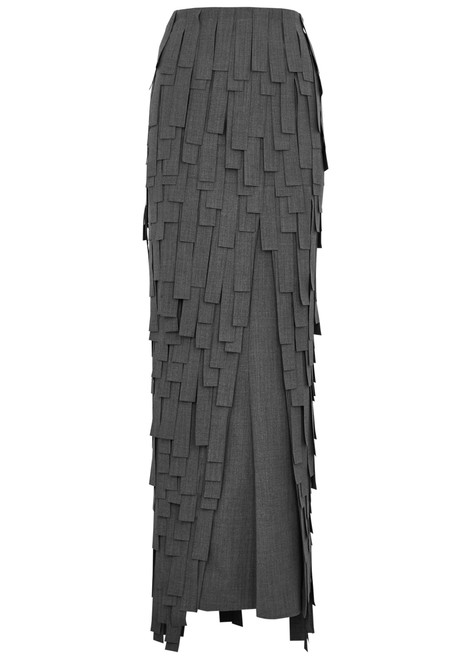 A.W.A.K.E MODE-Cut-out fringed skirt 