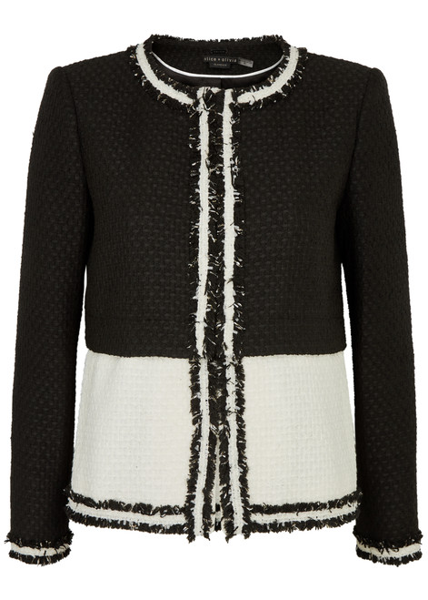 ALICE + OLIVIA-Kidman panelled tweed jacket 