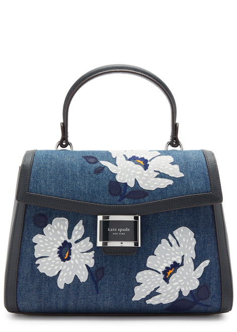 KATE SPADE NEW YORK-Katy floral denim top handle bag 