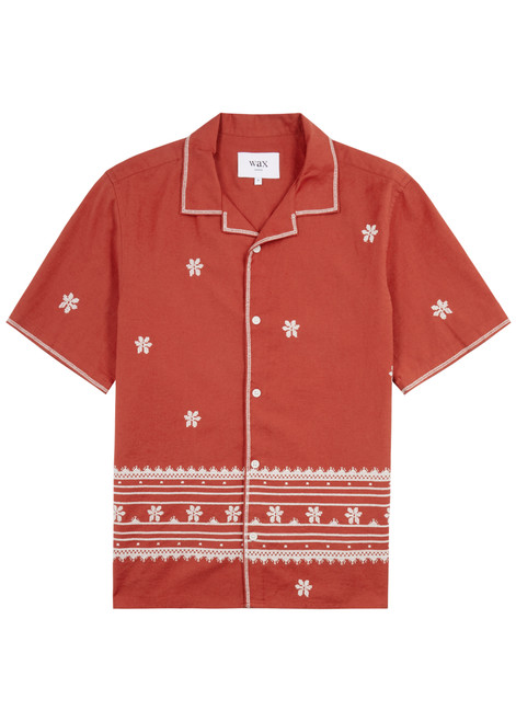 WAX LONDON-Didcot embroidered cotton-blend shirt 