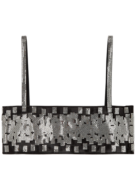 NUE STUDIO-Pixel crystal-embellished mesh bra top 