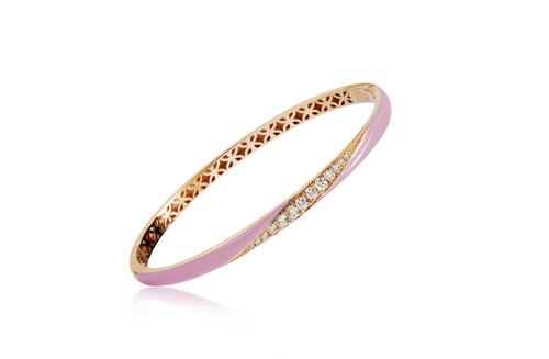 MOZAFARIAN-Diamond and pink enamel bangle