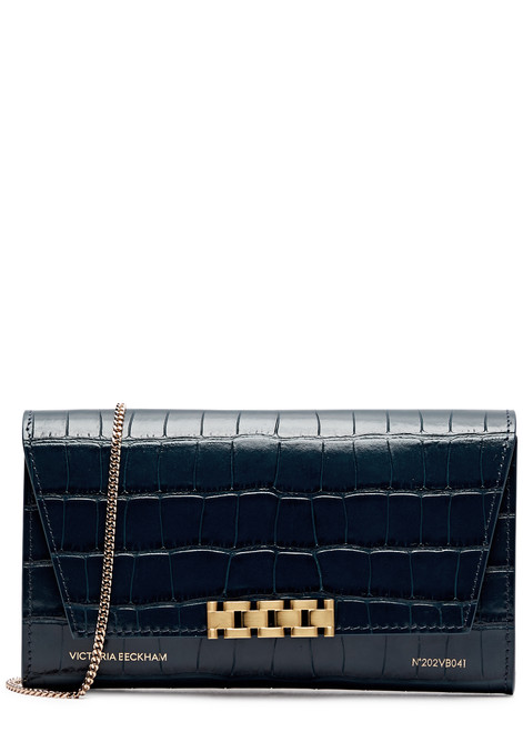 VICTORIA BECKHAM-Crocodile-effect leather wallet-on-chain