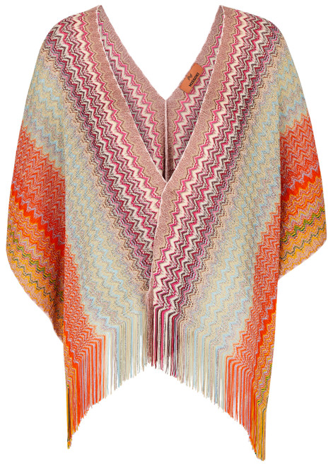 MISSONI-Zigzag-intarsia metallic-knit shawl