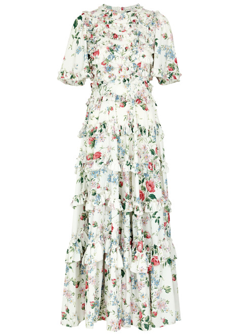 NEEDLE & THREAD-Floral Fantasy printed ruffled maxi dress