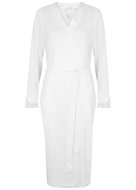 HANRO-Michelle lace-trimmed cotton robe 