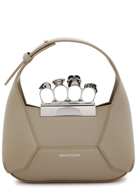 ALEXANDER MCQUEEN-The Jewelled Hobo mini leather top handle bag