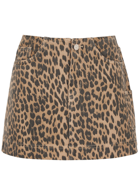 DAMSON MADDER-Lily leopard-print denim mini skirt