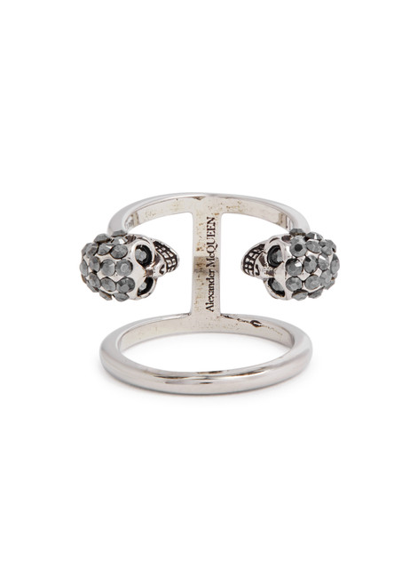 ALEXANDER MCQUEEN-Twin Skull crystal-embellished ring 