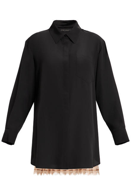 MARINA RINALDI-Lace-adorned crepe de chine tunic