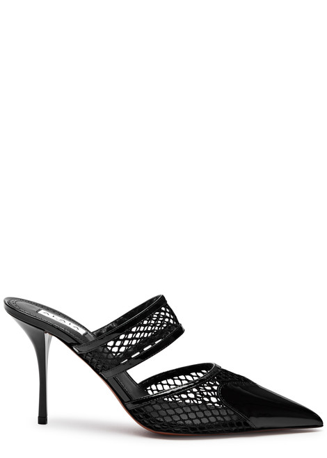 ALAÏA-La Coeur 90 mesh and patent leather mules 