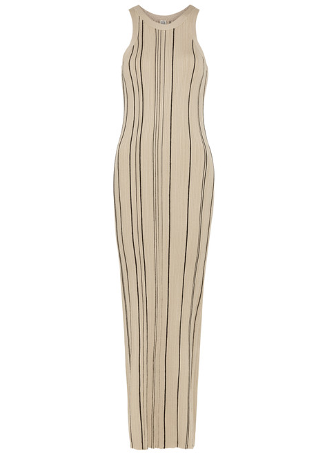 TOTÊME-Striped ribbed-knit maxi dress 