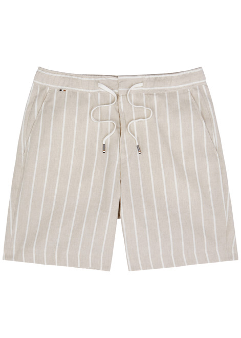 BOSS-Striped linen-blend shorts