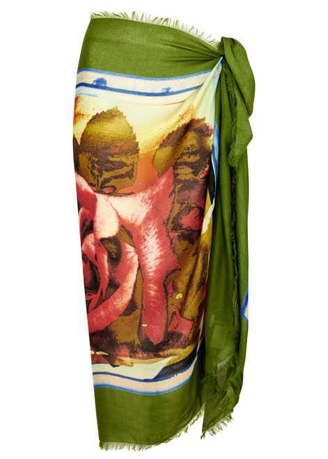 JEAN PAUL GAULTIER-Roses printed modal-blend sarong 