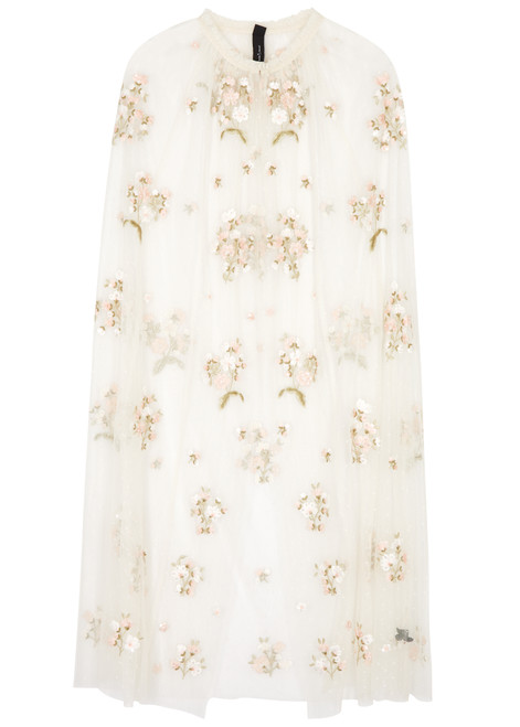 NEEDLE & THREAD-Posy floral-embroidered tulle cape 