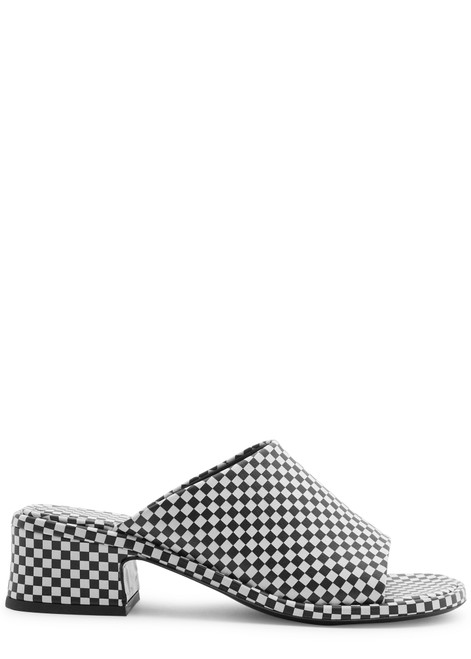 DRIES VAN NOTEN-45 checked leather mules 