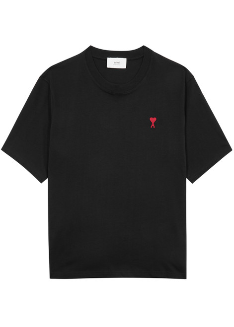 AMI PARIS-Logo-embroidered cotton T-shirt