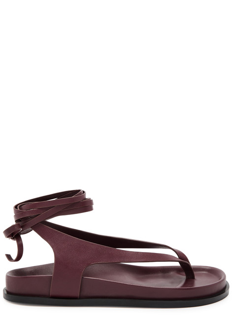 A.EMERY-Shel lace-up leather thong sandals
