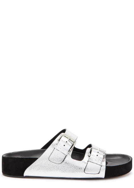 ISABEL MARANT ÉTOILE-Lennyo metallic leather sliders