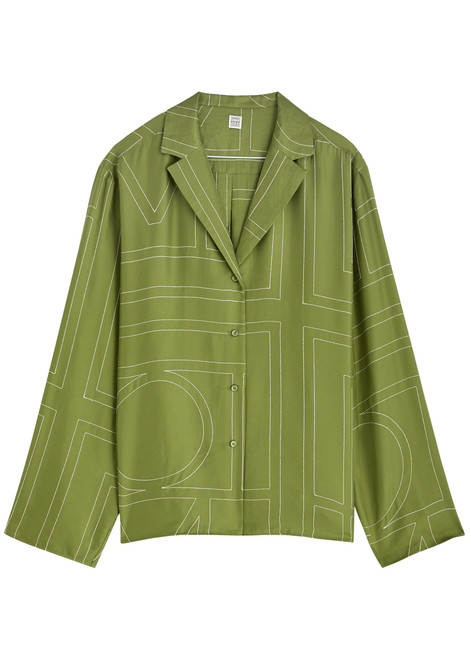 TOTEME-Logo-embroidered silk-satin shirt 