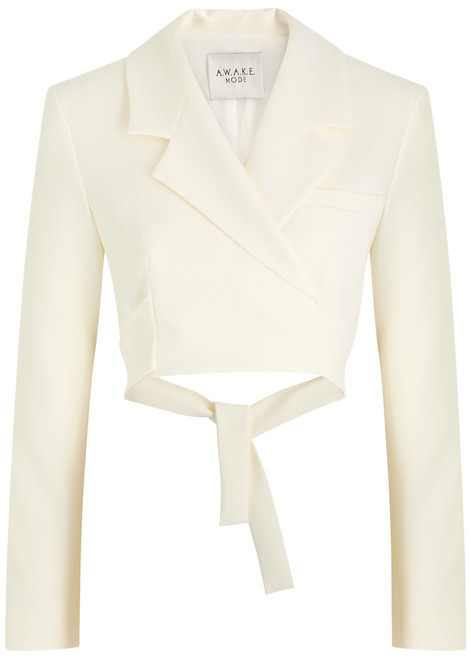 A.W.A.K.E MODE-Cropped wrap-around blazer