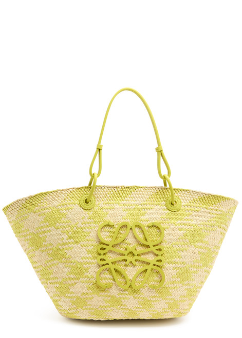 LOEWE-X Paula's Ibiza medium checked raffia basket bag