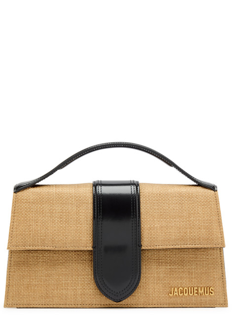 JACQUEMUS-Le Grand Bambino faux raffia top handle bag 