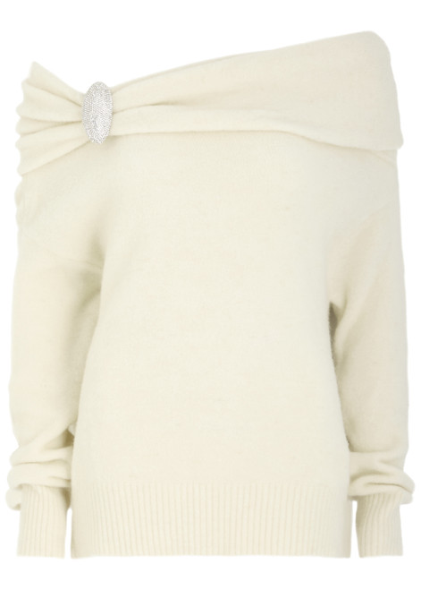 GIUSEPPE DI MORABITO-Off-the-shoulder alpaca-blend jumper 