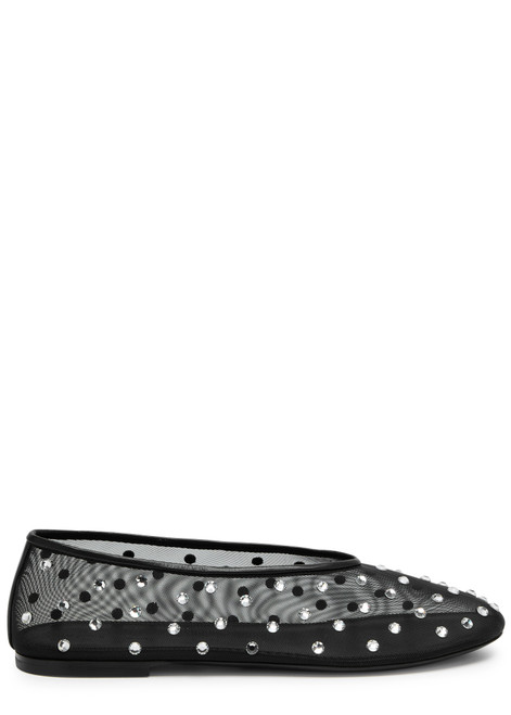 KHAITE-Marcy crystal-embellished mesh ballet flats 