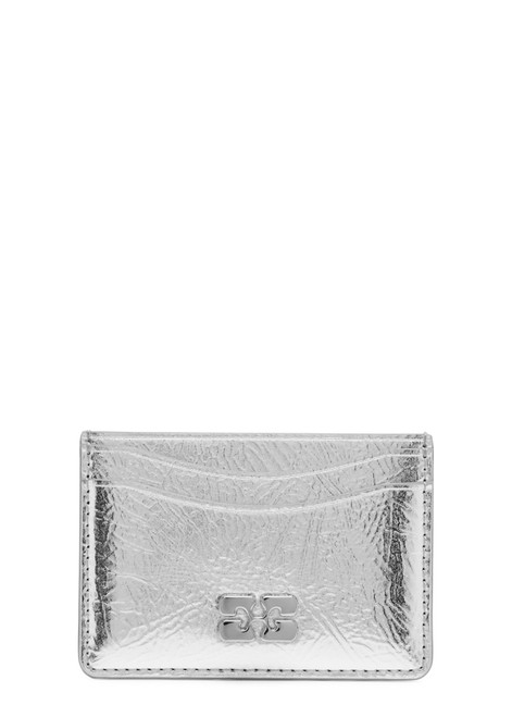 GANNI-Bou metallic leather card holder 