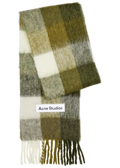 ACNE STUDIOS-Vally checked alpaca-blend scarf 