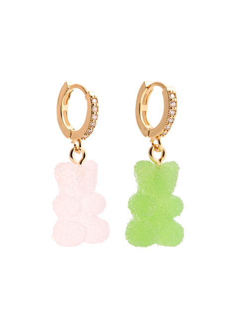 CRYSTAL HAZE-Fizzy Nostalgia Bear 18kt gold-plated hoop earrings