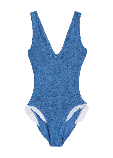 HUNZA G-Lisa ruffled seersucker swimsuit 