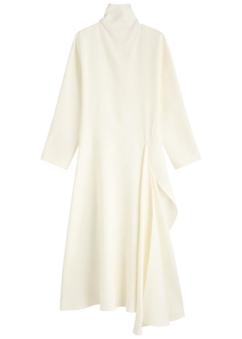 ALAÏA-Draped asymmetric silk-blend midi dress