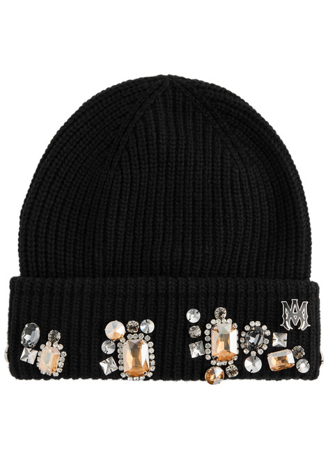 AMIRI-Crystal-embellished ribbed-knit beanie 