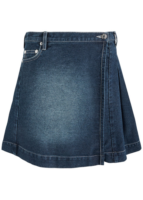 HOUSE OF SUNNY-Pleated denim mini wrap skirt