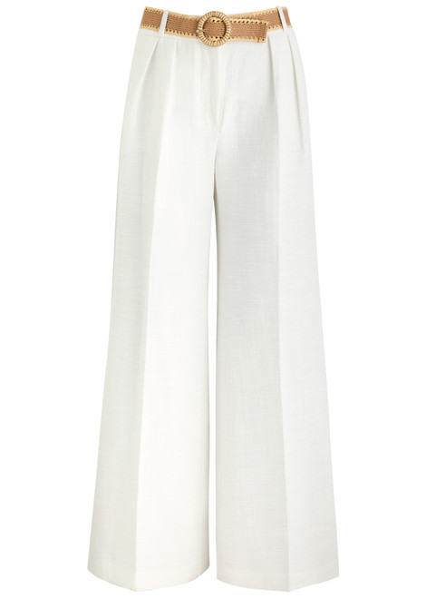 ZIMMERMANN-Acacia belted wide-leg cotton trousers