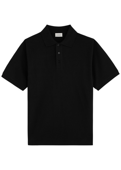 SAINT LAURENT-Logo-embroidered piqué cotton polo shirt
