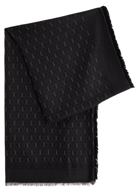 SAINT LAURENT-Logo-jacquard wool-blend scarf