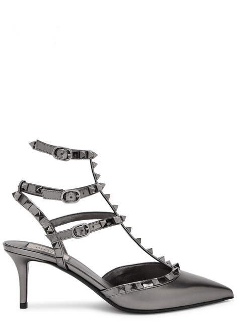 VALENTINO GARAVANI-Rockstud 65 metallic leather pumps