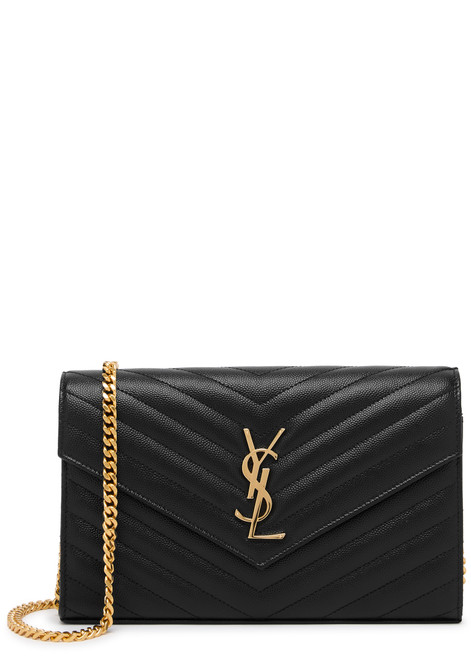 SAINT LAURENT-Envelope pebbled-leather wallet-on-chain