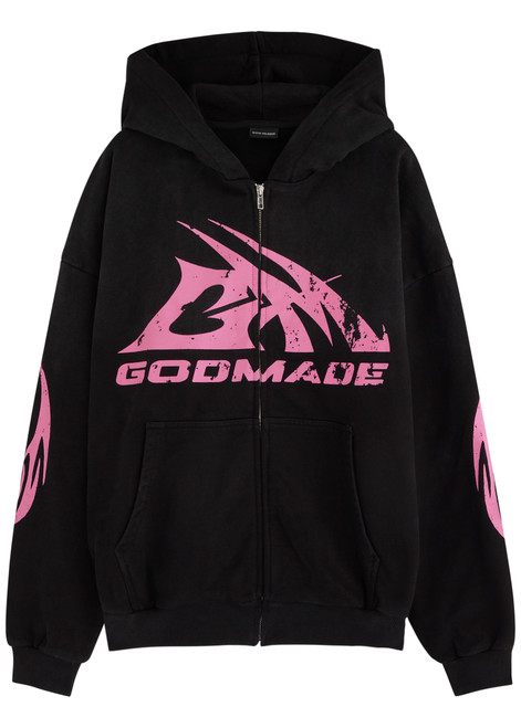 GOD MADE-Heritage logo hooded cotton sweatshirt