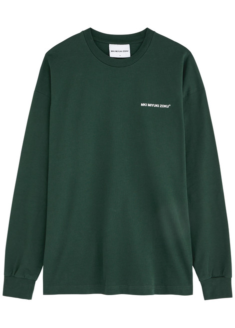 MKI MIYUKI ZOKU-Uniform logo-print cotton top