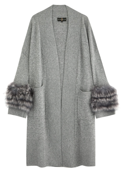 DOM GOOR-Shearling-trimmed wool-blend cardigan