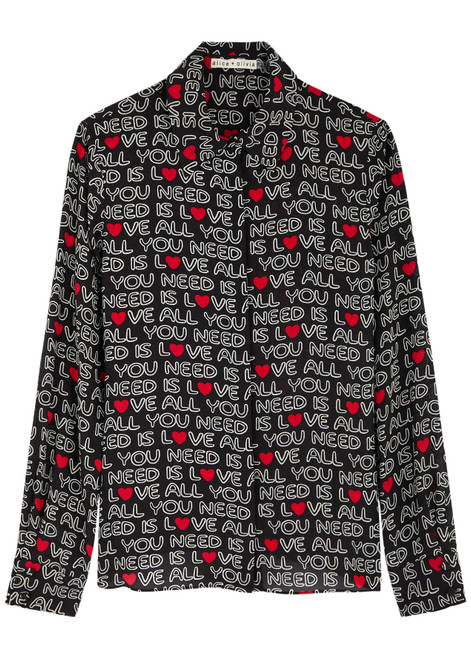ALICE + OLIVIA-X The Beatles Willa printed silk shirt