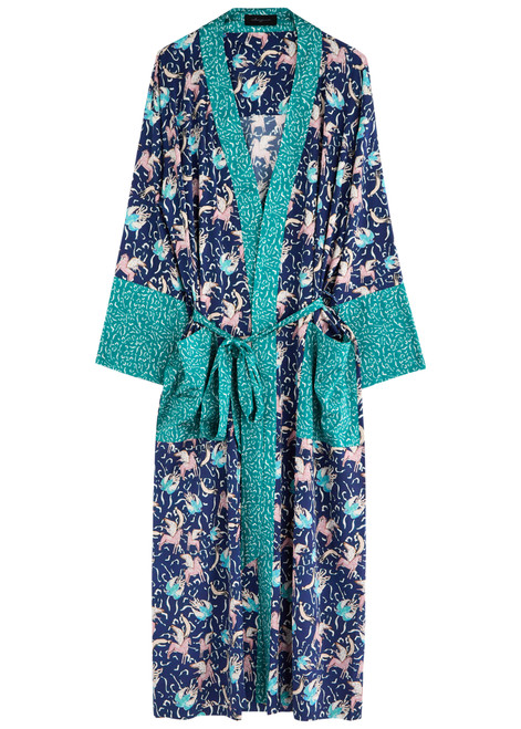 JESSICA RUSSELL FLINT-Pegasus printed stretch-silk robe