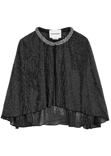 ROLAND MOURET-Crystal-embellished silk-chiffon cape
